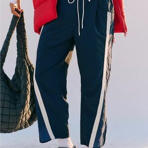 Free People Blue and White Ankle Cropped Pants